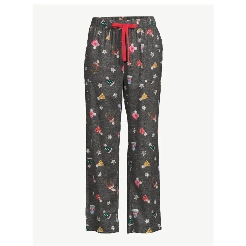 Joyspun Women's Print Flannel Sleep Pants, Size Small